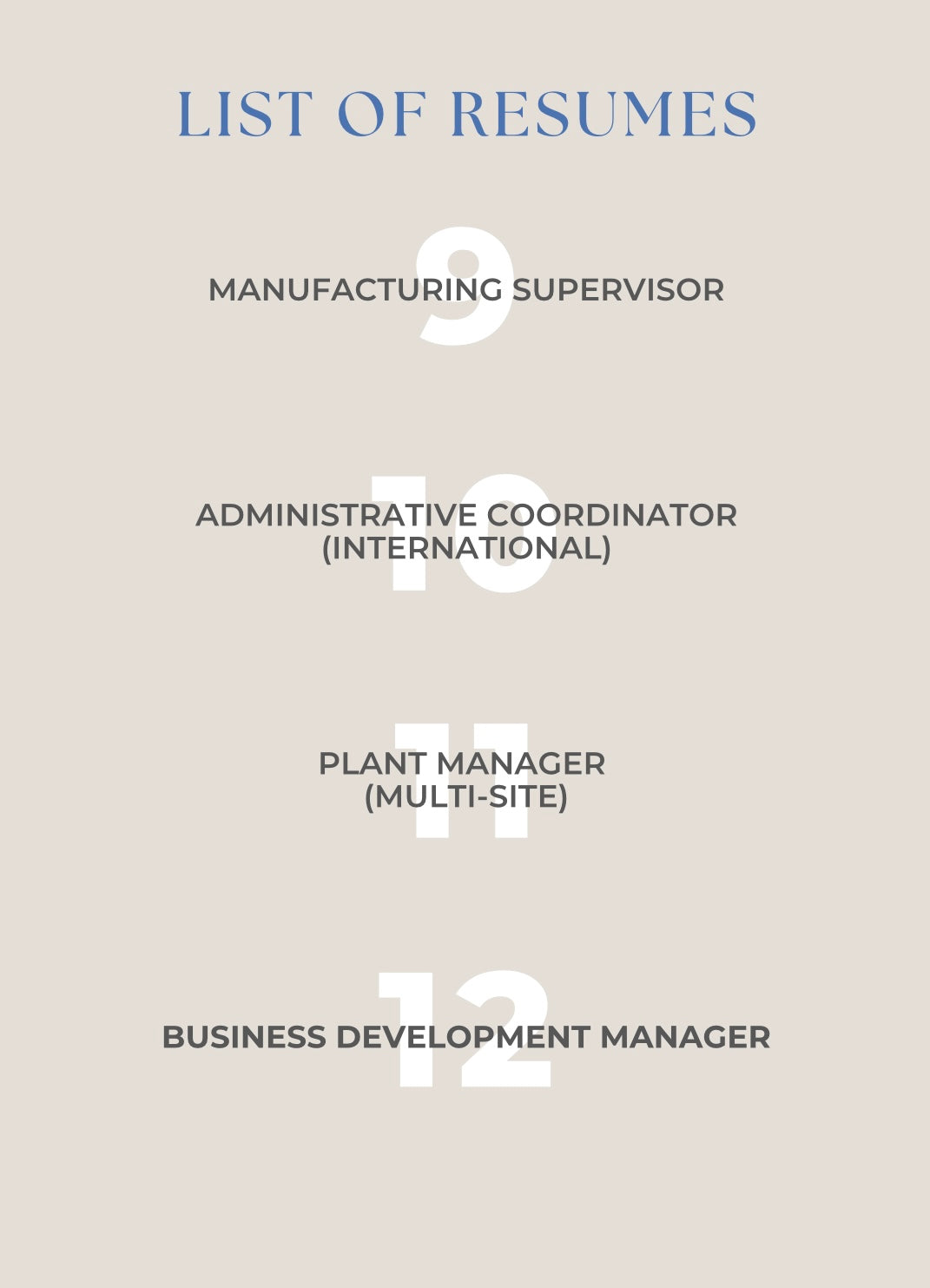 Sample Resumes in the Resume Writing Blueprint eBook